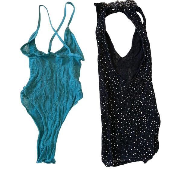 Bundle of Two - Sheer Teddy & Black Rhinestone Minidress Dancewear Lingerie NWOT - Picture 2 of 8